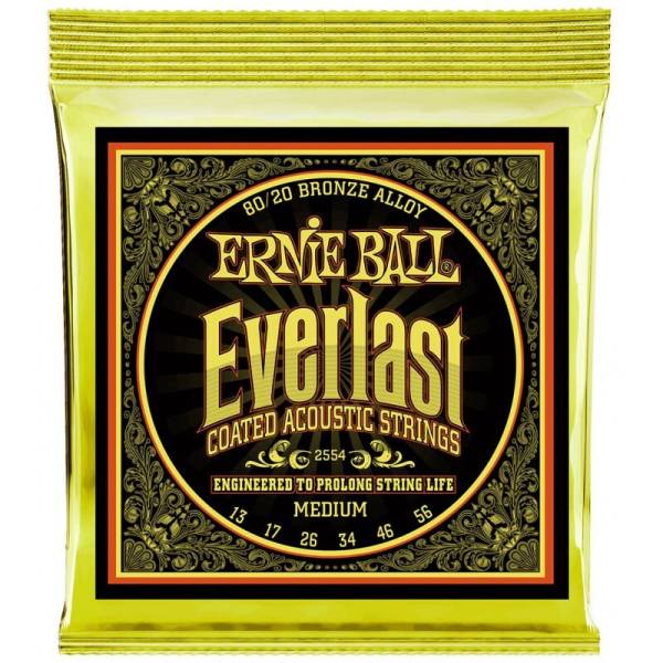 Струни для акустичної гітари Ernie Ball 2554 Everlast 80/20 Bronze Medium 13/56
