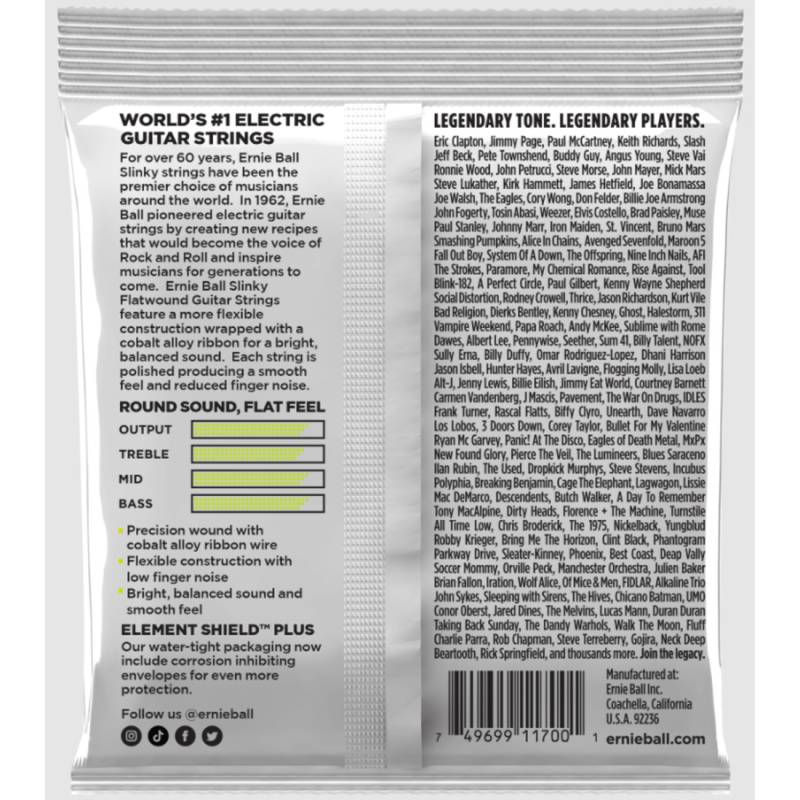 Струни для електрогітари Ernie Ball 2591 Regular Slinky Flatwound 10/46