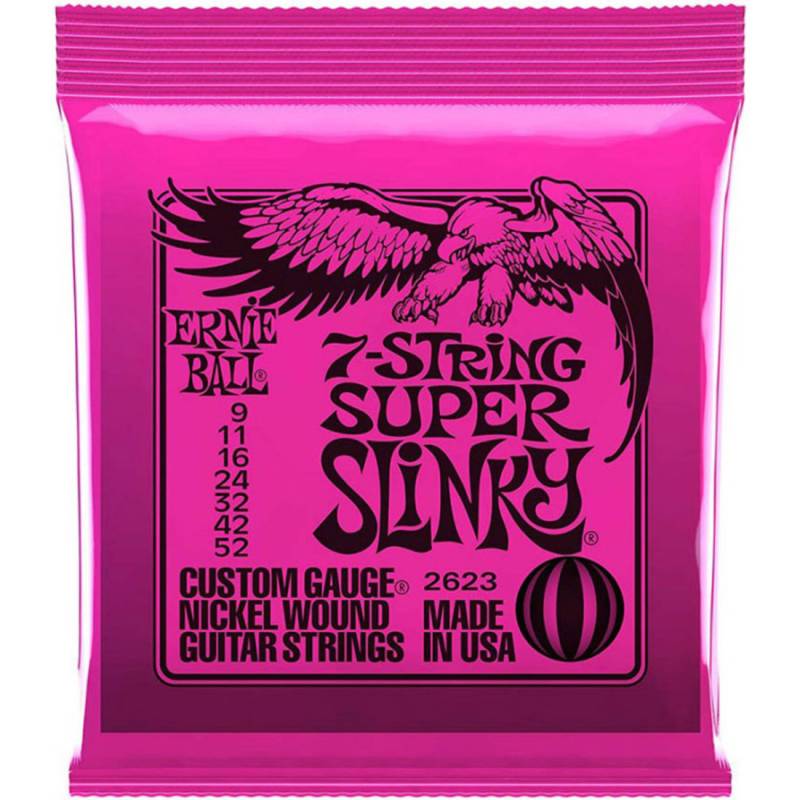 Струны для электрогитары Ernie Ball 2623 7-String Super Slinky Nickel Wound 9/52
