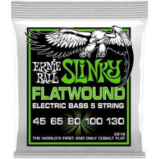 Струны для бас-гитары Ernie Ball 2816 Regular Cobalt Slinky Flatwound 5-Strings 45/130