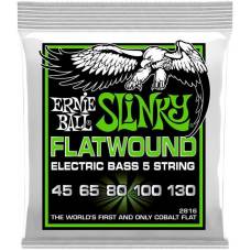Струни для бас-гітари Ernie Ball 2816 Regular Cobalt Slinky Flatwound 5-Strings 45/130