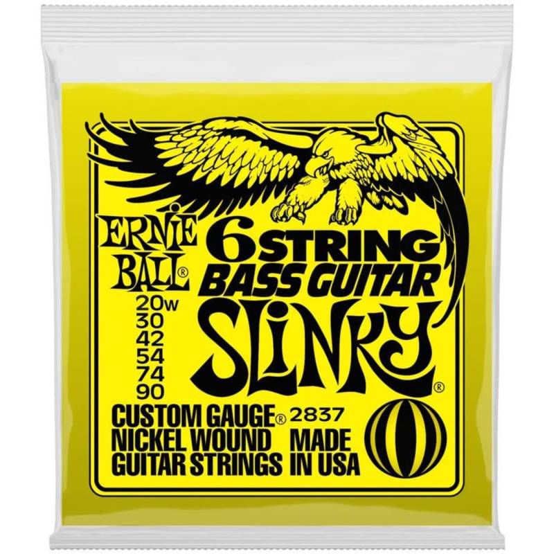 Струны для бас-гитары Ernie Ball 2837 6 String Slinky Nickel Wound 20w/90