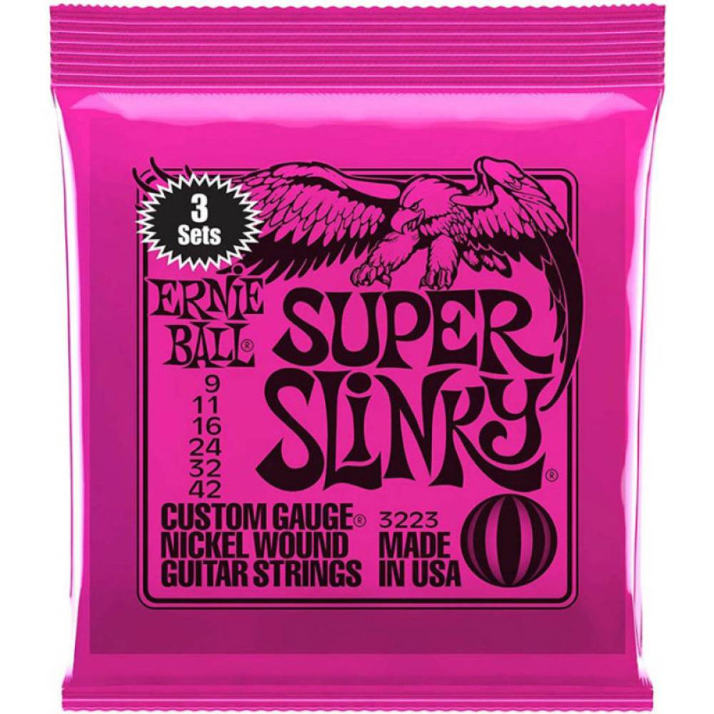 Струни для електрогітари 3 Sets Ernie Ball 3223 Super Slinky Nickel Wound 9/42