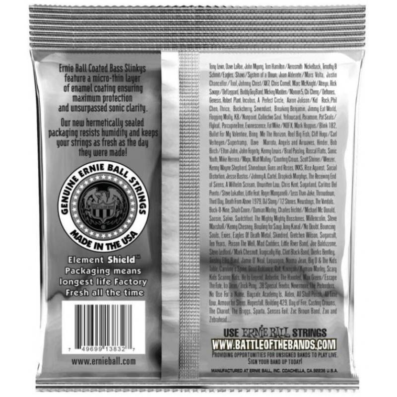 Струни для бас-гітари Ernie Ball 3832 Coated Regular Slinky 50/105