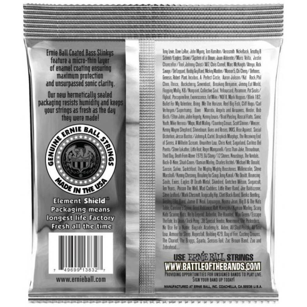 Струни для бас-гітари Ernie Ball 3833 Coated Hybrid Slinky 45/105