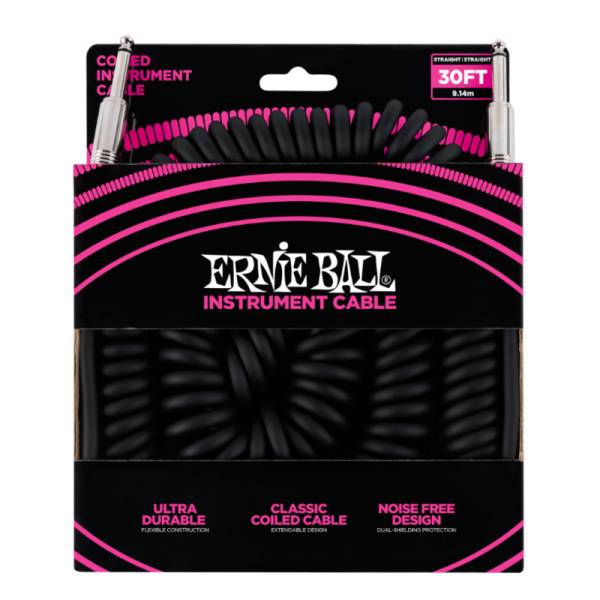 Інструментальний кабель Ernie Ball 6044 Coiled Instrument Cable Straight/Straight - Black 9м (30ft)