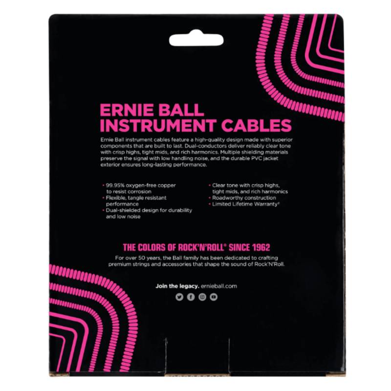 Кабель инструментальный Ernie Ball 6044 Coiled Instrument Cable Straight/Straight - Black 9м (30ft)