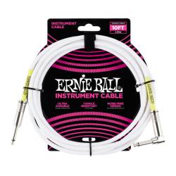Кабель инструментальный Ernie Ball 6049 Classic Instrument Cable Straight/Angle - White 3м (10ft)