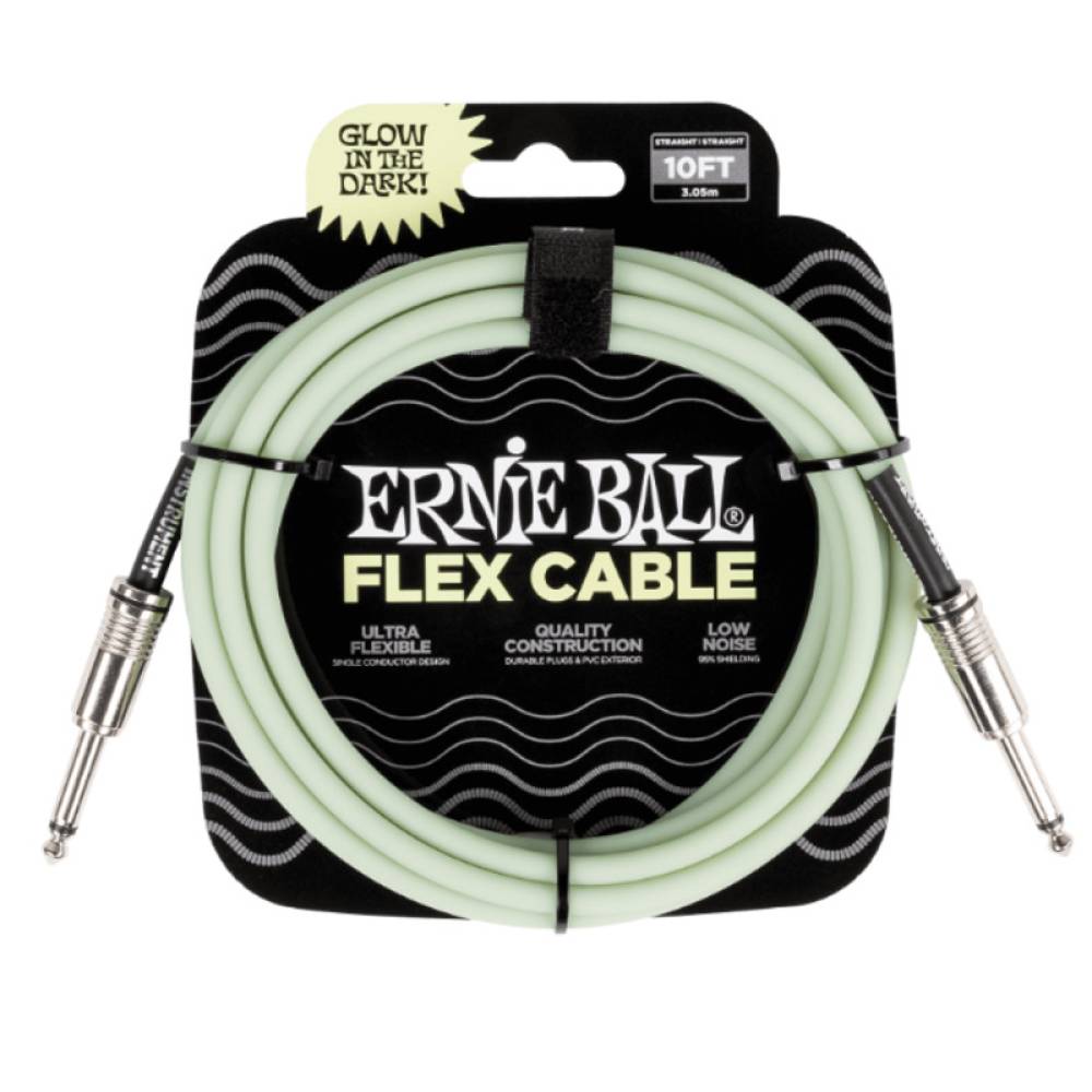 Інструментальний кабель Ernie Ball 6436 Flex Cable Glow in Dark 3м (10ft) Straight/Straight
