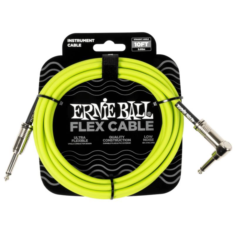 Кабель инструментальный Ernie Ball 6465 Flex Cable Green 3м (10ft) Straight/Angle