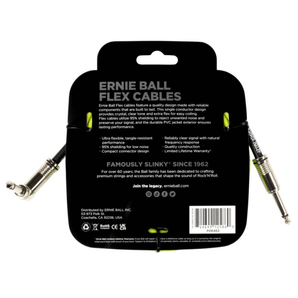 Інструментальний кабель Ernie Ball 6465 Flex Cable Green 3м (10ft) Straight/Angle