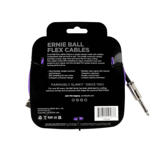 Інструментальний кабель Ernie Ball 6466 Flex Cable Purple 6.1м (20ft) Straight/Angle