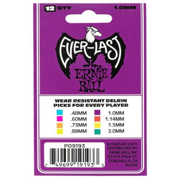 Медиаторы Ernie Ball 9193 Red Everlast Guitar Player's Pack 1.0 mm (12 шт.)