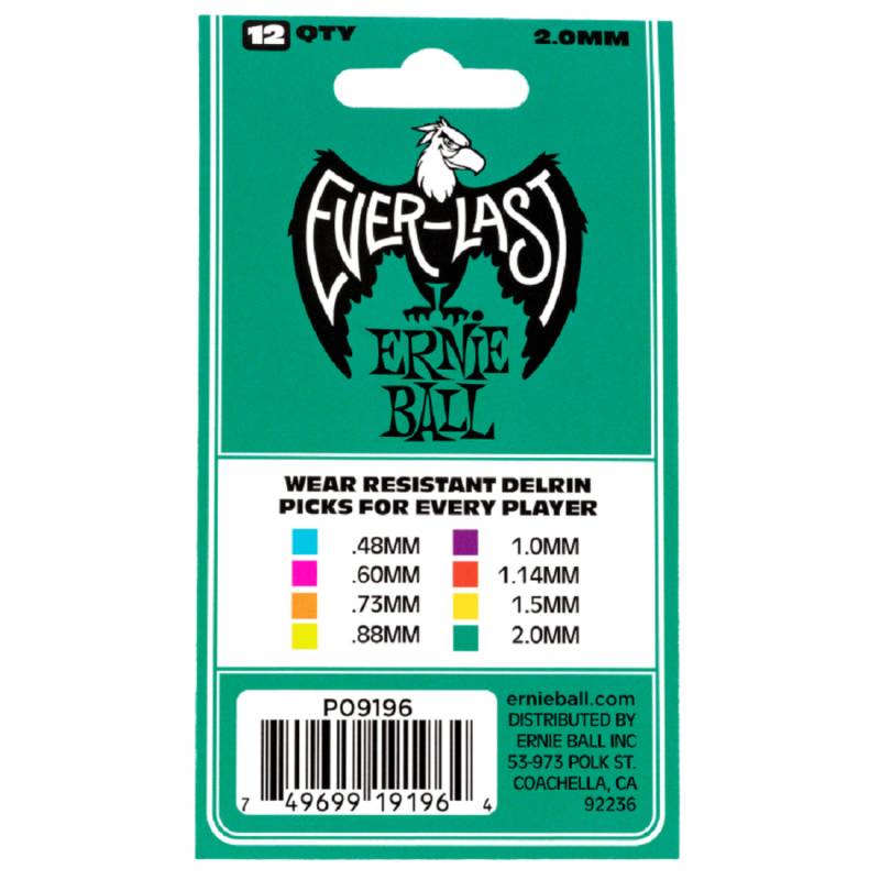 Медіатори Ernie Ball 9196 Everlast Delrin Player's Pack 2.0  mm (12 шт.)