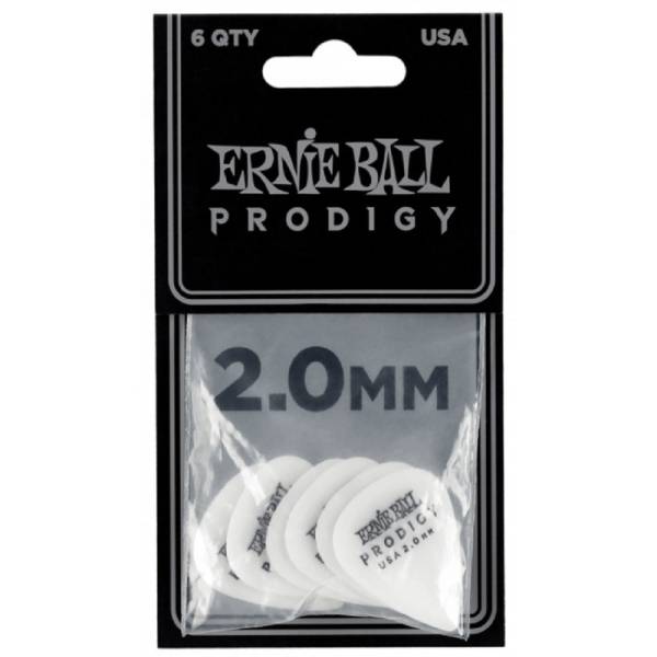 Медіатори Ernie Ball 9202 Standard Prodigy White Player's Pack 2.0 mm (6 шт.)