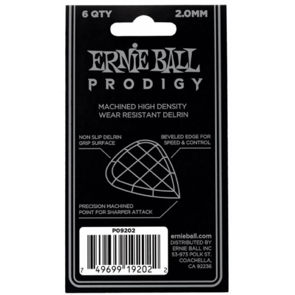 Медіатори Ernie Ball 9202 Standard Prodigy White Player's Pack 2.0 mm (6 шт.)