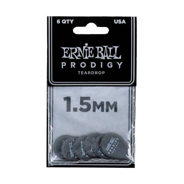 Медіатори Ernie Ball 9330 Black Teardrop Prodigy Picks 6-Pack 1.5 mm (6 шт.)