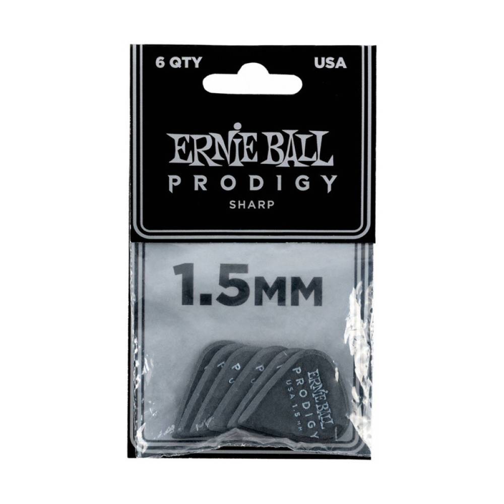 Медіатори Ernie Ball 9335 Black Sharp Prodigy Picks 6-Pack 1.5 mm (6 шт.)