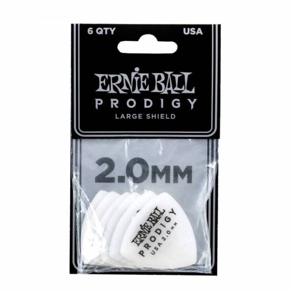 Медіатори Ernie Ball 9338 White Large Shield Prodigy Picks 6-Pack 2.0 mm (6 шт.)