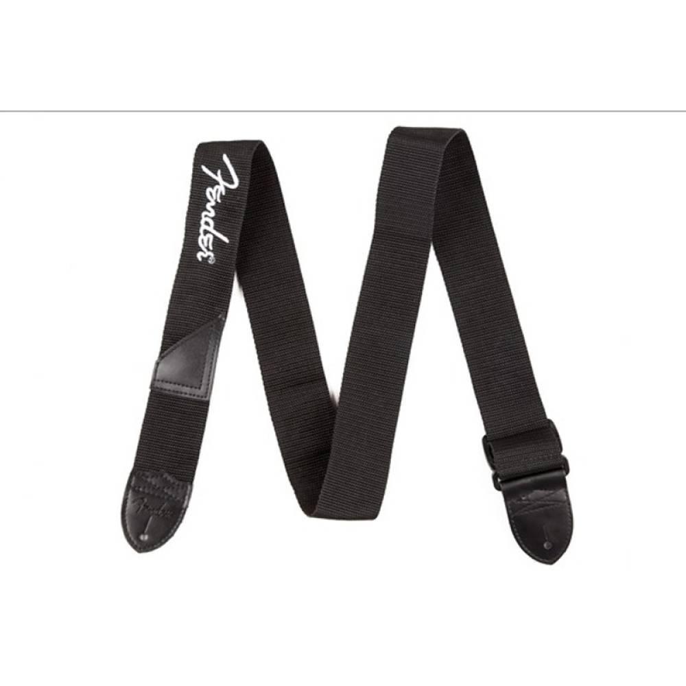 Ремень  универсальный Fender Black Polyester Guitar Strap White Logo