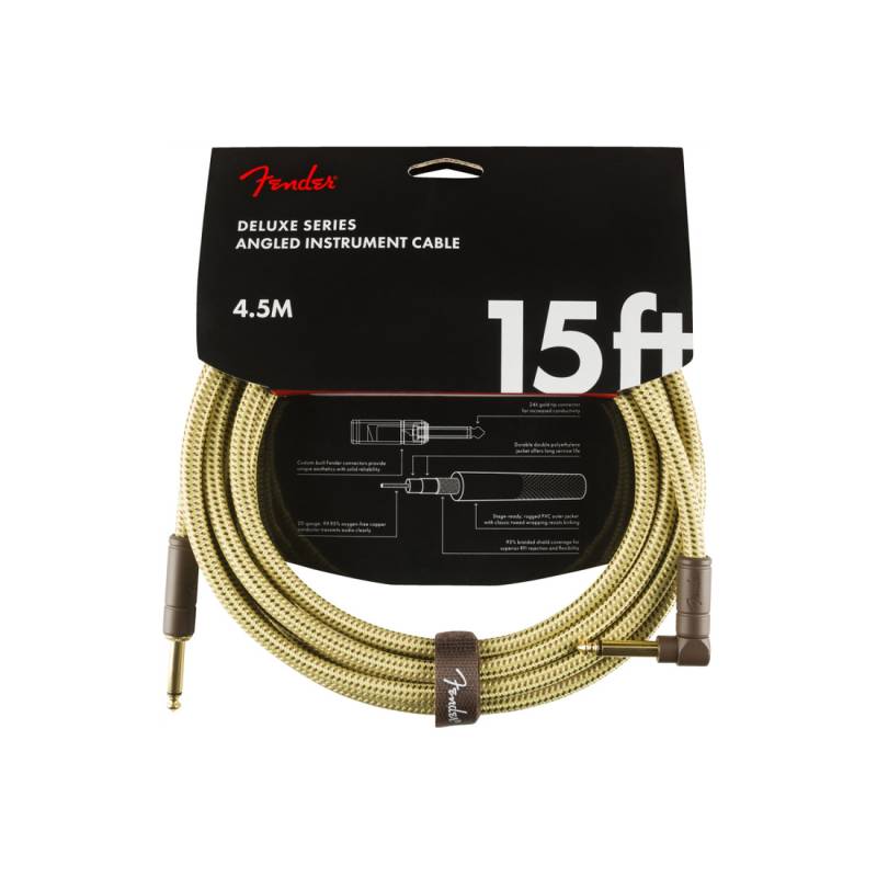 Кабель инструментальный  FENDER CABLE DELUXE SERIES 15' ANGLED TWEED