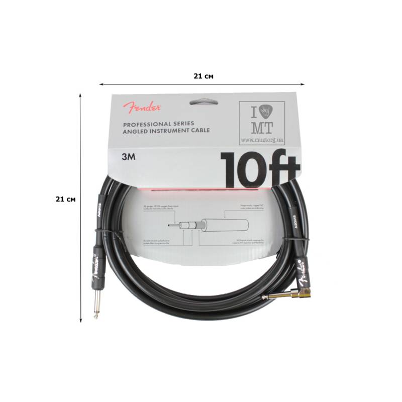 Інструментальний кабель FENDER CABLE PROFESSIONAL SERIES 10' ANGLED BLACK