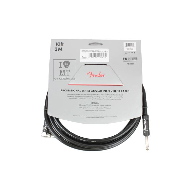 Інструментальний кабель FENDER CABLE PROFESSIONAL SERIES 10' ANGLED BLACK