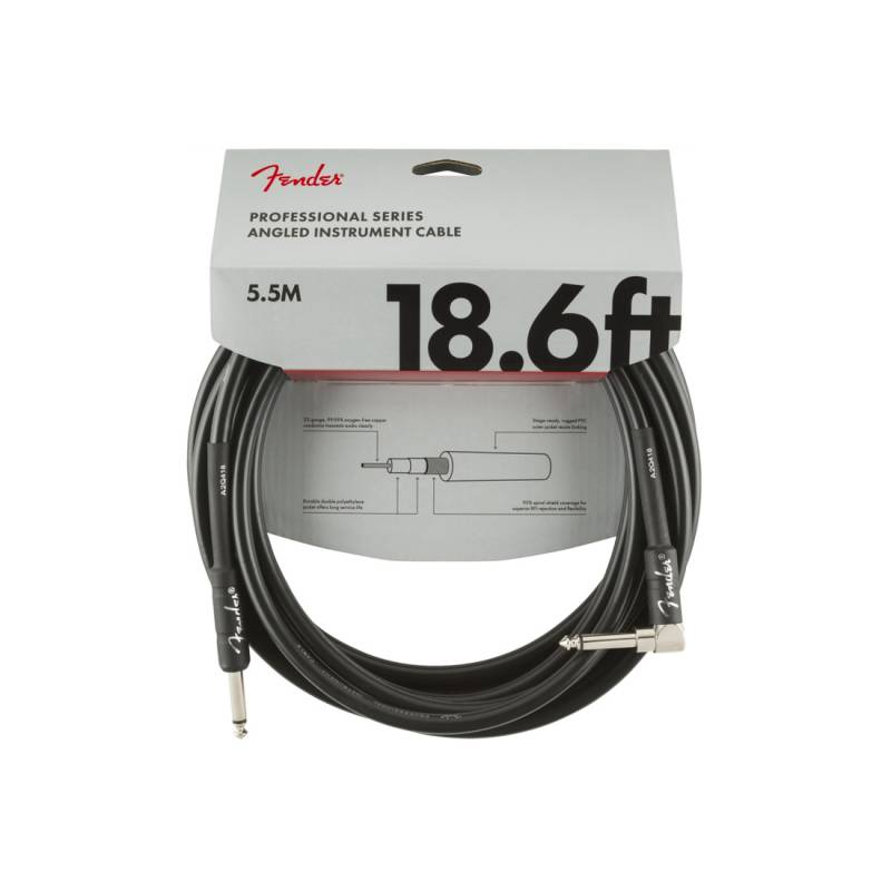 Інструментальний кабель FENDER CABLE PROFESSIONAL SERIES 18.6' ANGLED BLACK