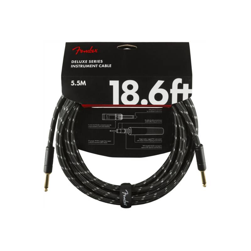Кабель инструментальный FENDER CABLE DELUXE SERIES 18.6' BLACK TWEED