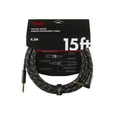 Кабель инструментальный FENDER CABLE DELUXE SERIES 15' ANGLED BLACK TWEED