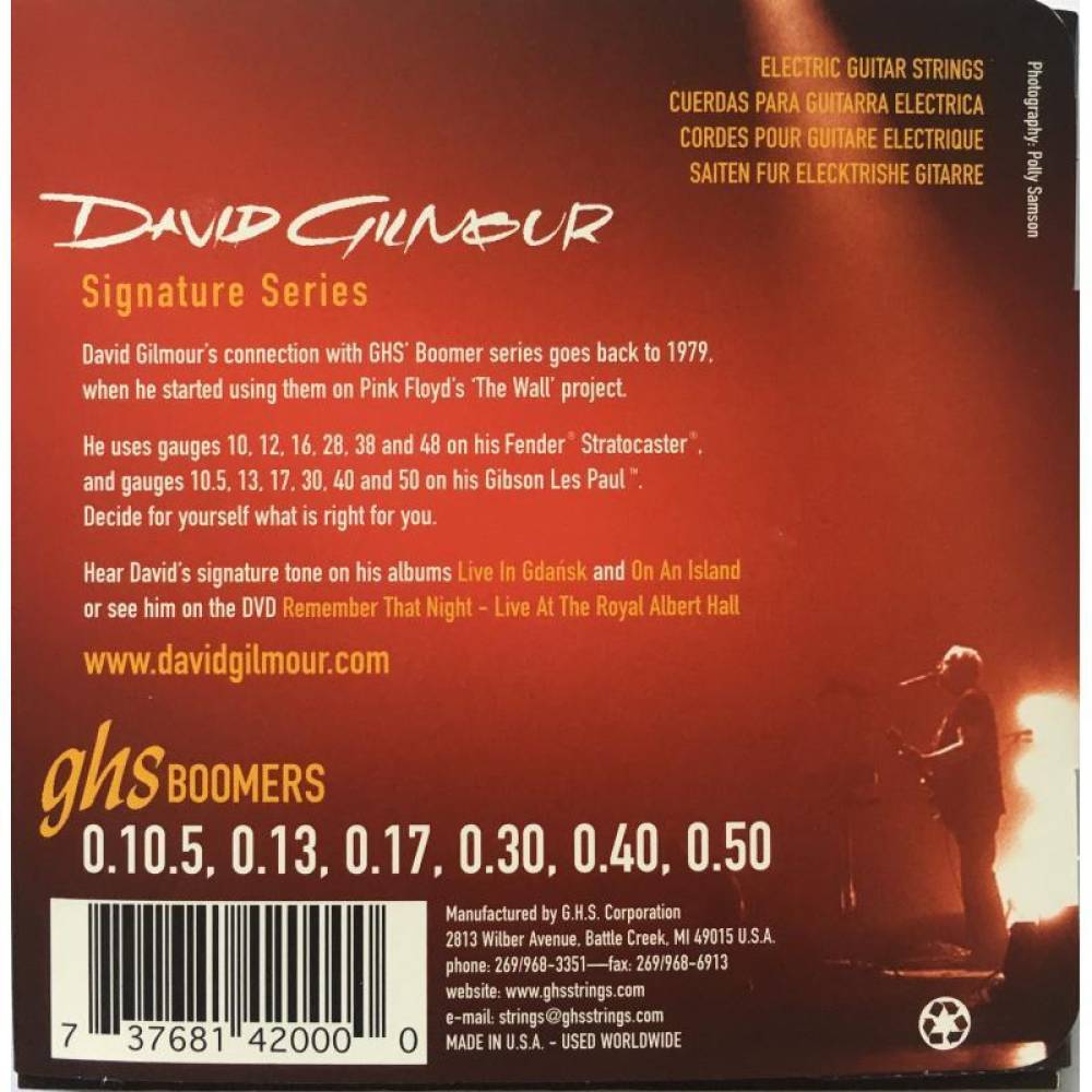 Струни для електрогітари GHS GB-DGG Boomers David Gilmour Signature 10.5/50