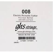 Струна GHS 008 Plain Steel  Ball End .008