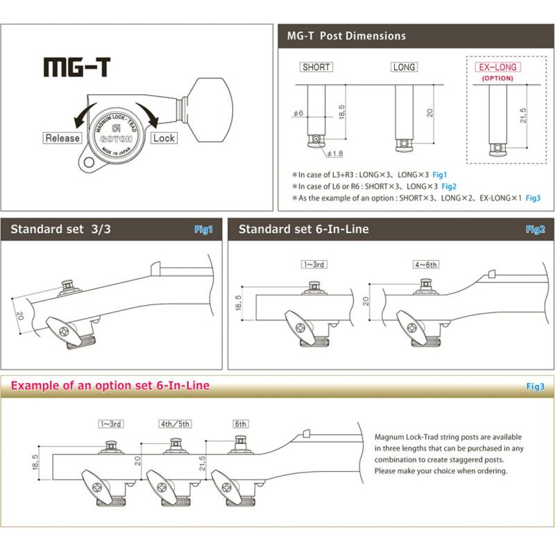 Колки GOTOH SG301-04L MG-T B (6 шт.)