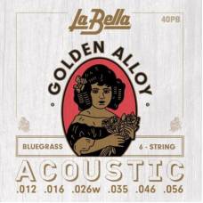 Струни для акустичної гітари La Bella 40PB 80/20 Golden Alloy Bluegrass 12/56