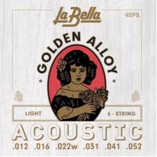 Струни для акустичної гітари La Bella 40PS 80/20 Golden Alloy Light 12/52