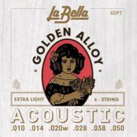 Струни для акустичної гітари La Bella 40PT 80/20 Golden Alloy Extra Light 10/50