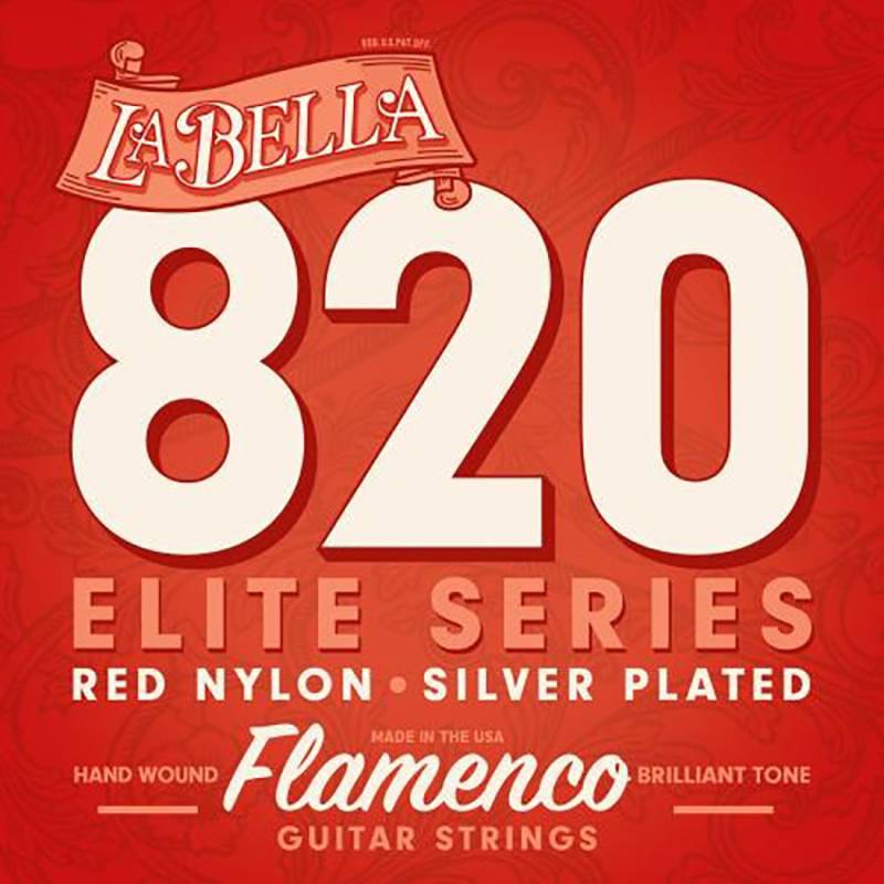Струны для классической гитары La Bella 820 Elite Flamenco Red Nylon Silver Plated