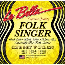 Струны для классической гитары La Bella 830 Folksinger Black Nylon Golden Alloy Medium