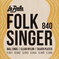 Струны для классической гитары La Bella 840 Folksinger Silver Nylon Silver Alloy Medium