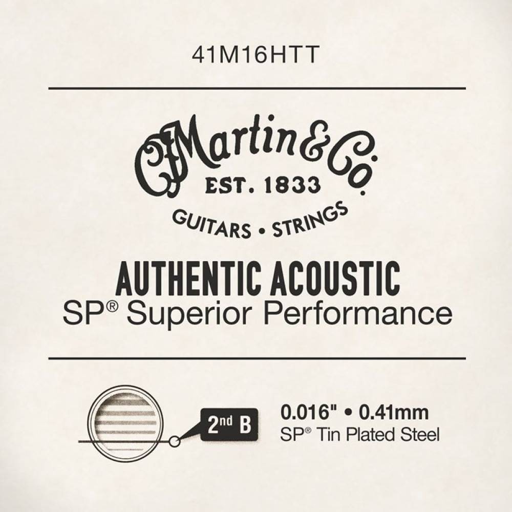 Струна Martin 41M16HTT Authentic Tin Plated Plain Steel .016