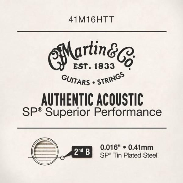 Струна Martin 41M16HTT Authentic Tin Plated Plain Steel .016