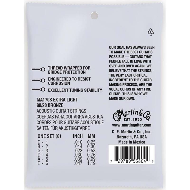 Струни для акустичної гітари Martin MA170S Marquis Silked 80/20 Bronze Extra Light 10/47