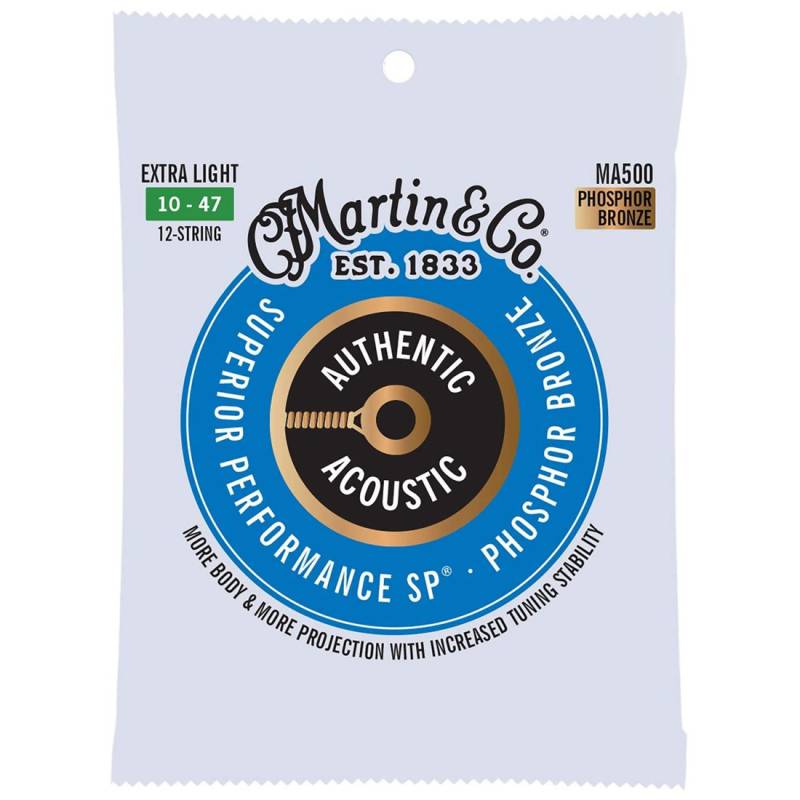 Струны для акустической гитары Martin MA500 92/8 Phosphor Bronze Extra Light 12 Strings 10/47