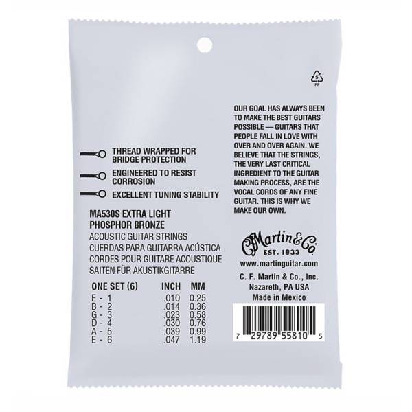 Струни для акустичної гітари Martin MA530S Marquis Silked Phosphor Bronze Extra Light 10/47