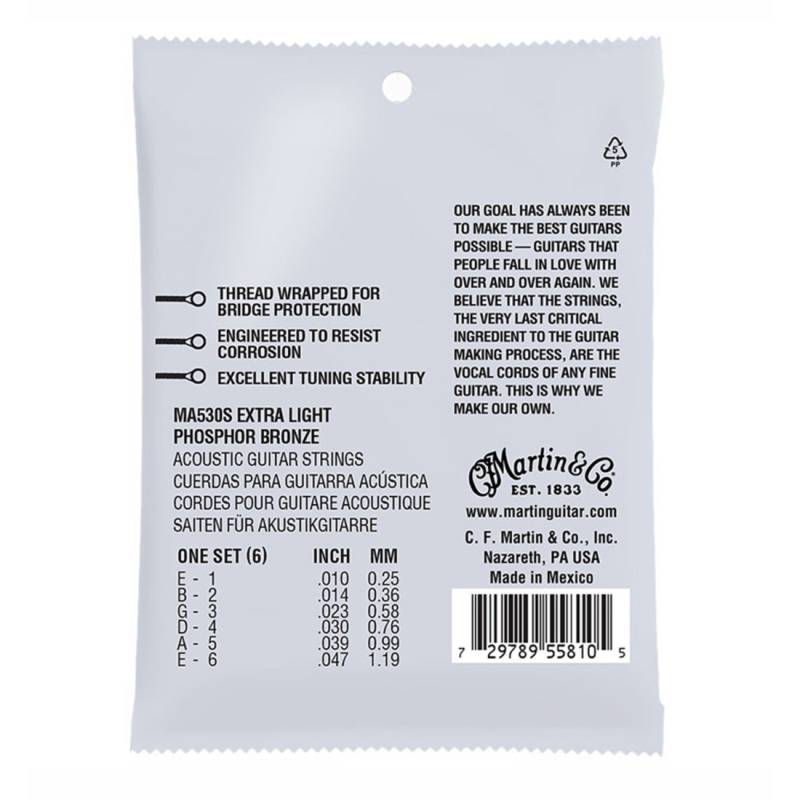 Струни для акустичної гітари Martin MA530S Marquis Silked Phosphor Bronze Extra Light 10/47