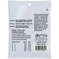 Струни для акустичної гітари Martin MA530T 92/8 Lifespan Treated Phosphor Bronze Extra Light Authentic 10/47