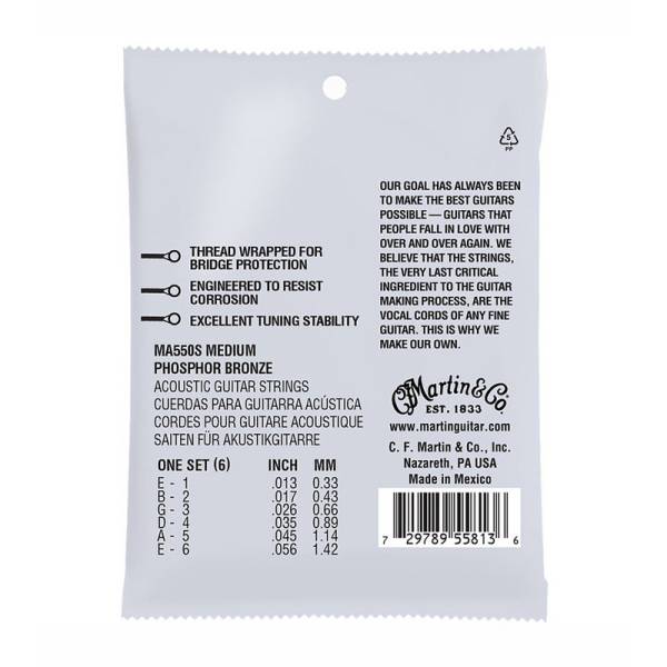 Струни для акустичної гітари Martin MA550S Marquis Silked Phosphor Bronze Medium 13/56