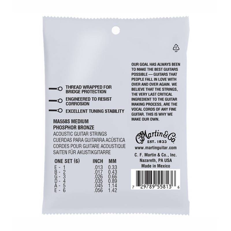 Струны для акустической гитары Martin MA550S Marquis Silked Phosphor Bronze Medium 13/56