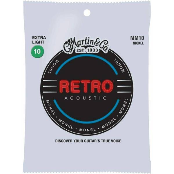 Струни для акустичної гітари Martin MM10 Retro Extra Light 10/47