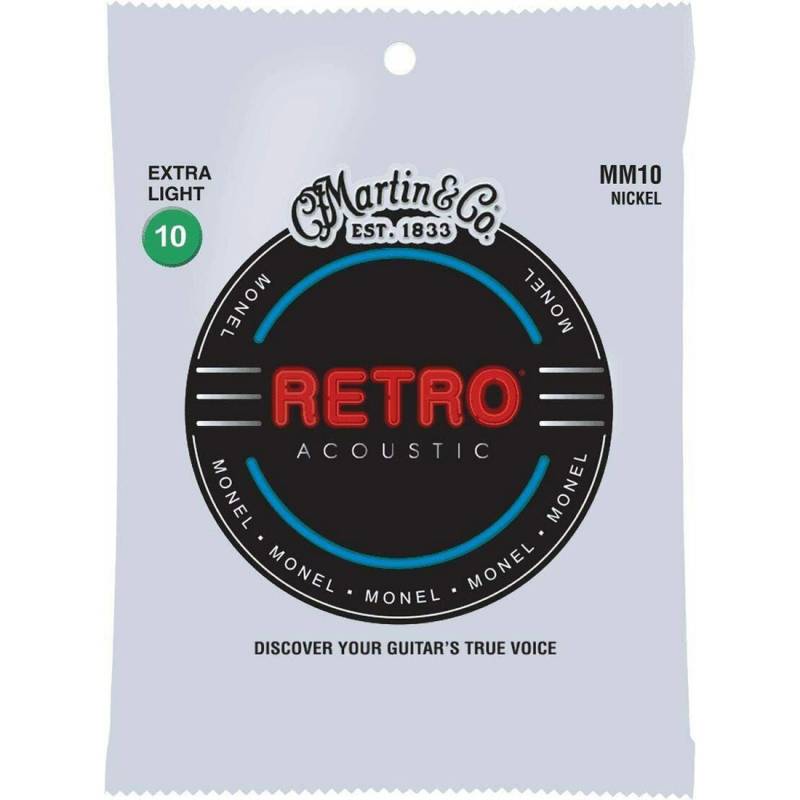 Струни для акустичної гітари Martin MM10 Retro Extra Light 10/47